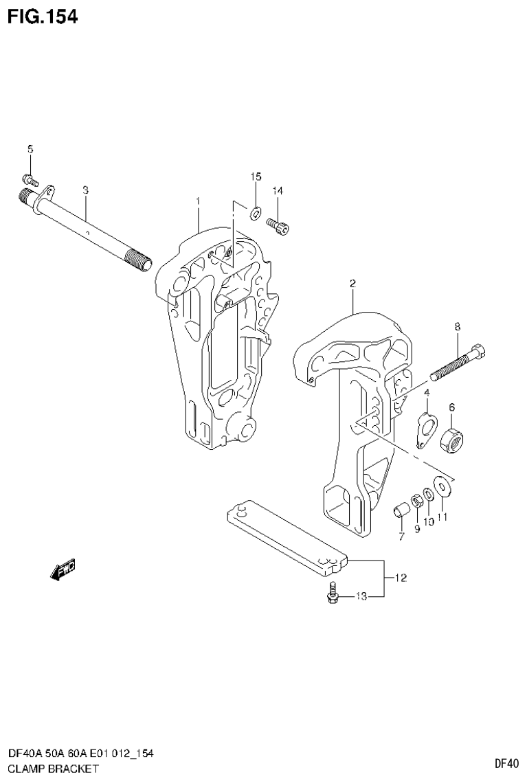 Suzuki DF40AST, DF50A, DF50ATH CLAMP BRACKET (DF60ATH E1) parts diagram